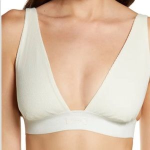 SKIMS Stretch Cotton Plunge Bralette size S Bone
